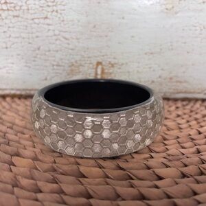 Textured Silver Bangle Bracelet